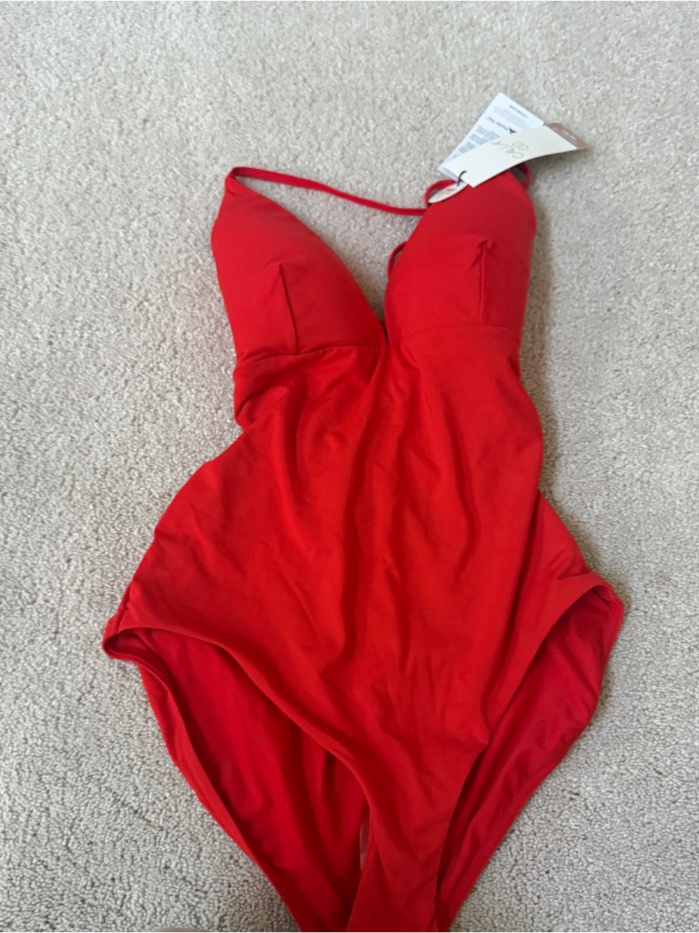 CALIA by Carrie Underwood Red V-Neck One-Piece Swimsuit